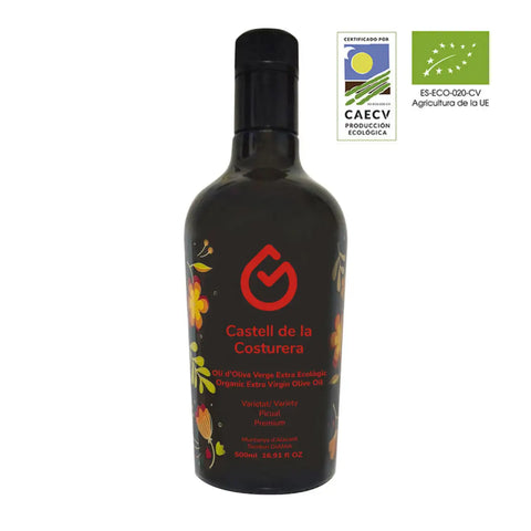 Aceite de oliva ecológico Picual Castell de la Costurera Caja 6 botellas 500 ml