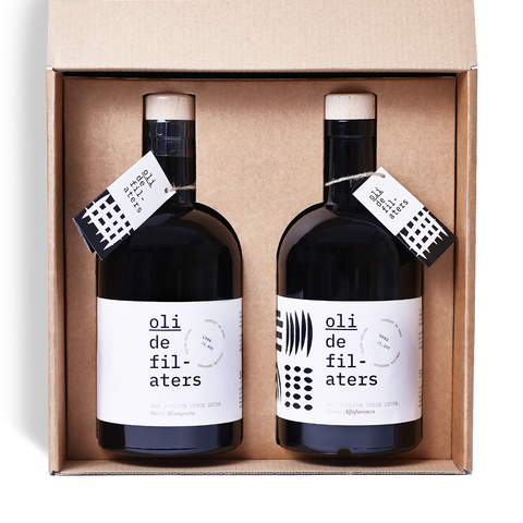 Estuche 2 AOVES Blanqueta y Alfafarenca de Oli de Filaters, 500 ml