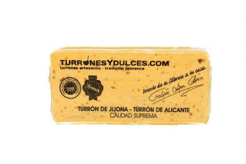 Turrón de Jijona o blando Artesano 300 g con 70% de almendra marcona