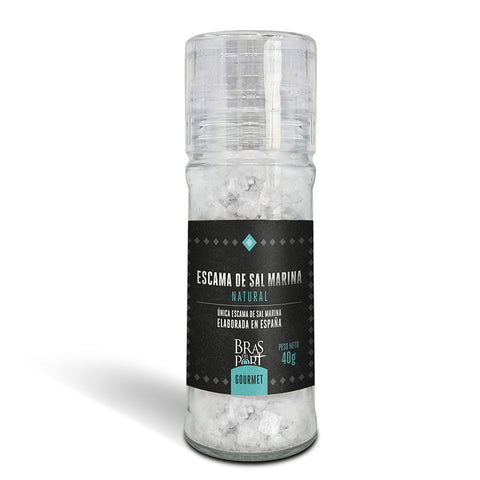 Escamas de sal marina natural 40 gr. con molinillo Bras del Port. Caja 3 uds.